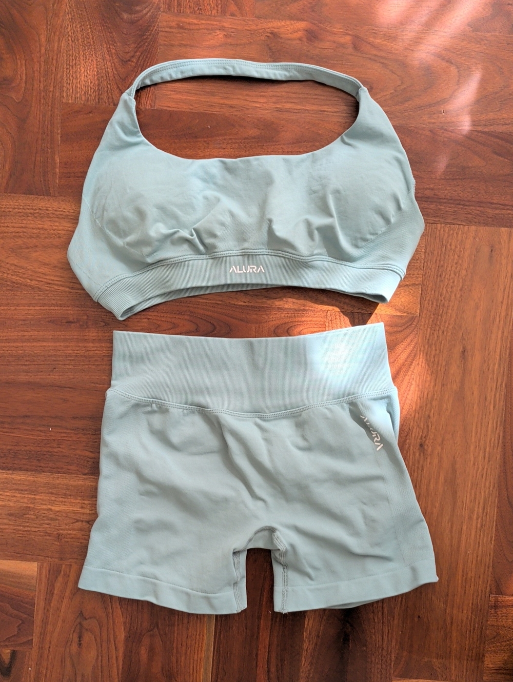 Alura Captivate Halter Bra and Short Set in Frosted Sage - L or XL